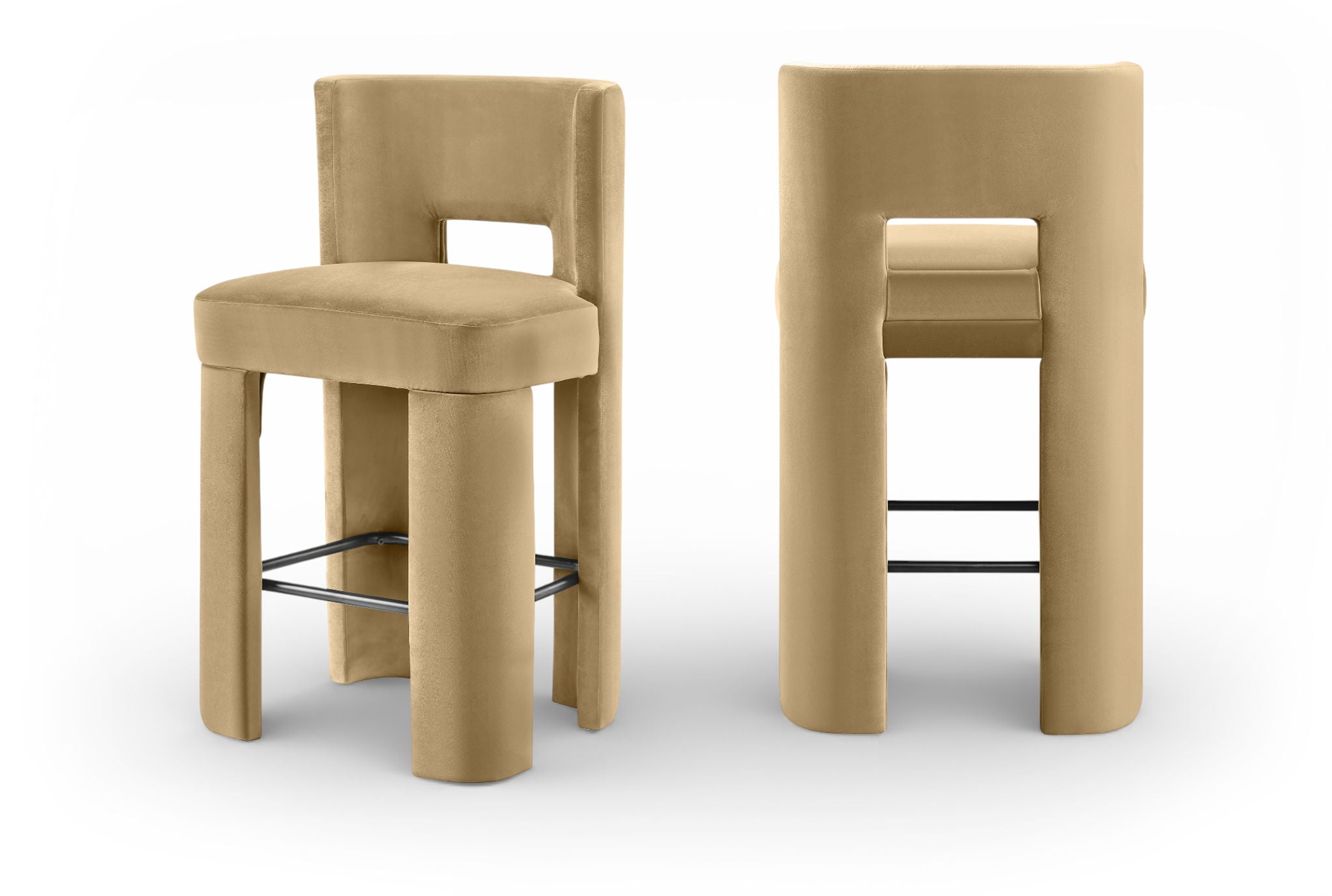 Zuno - Velvet Performance Fabric Upholstered Bar Stool (Set of 2)
