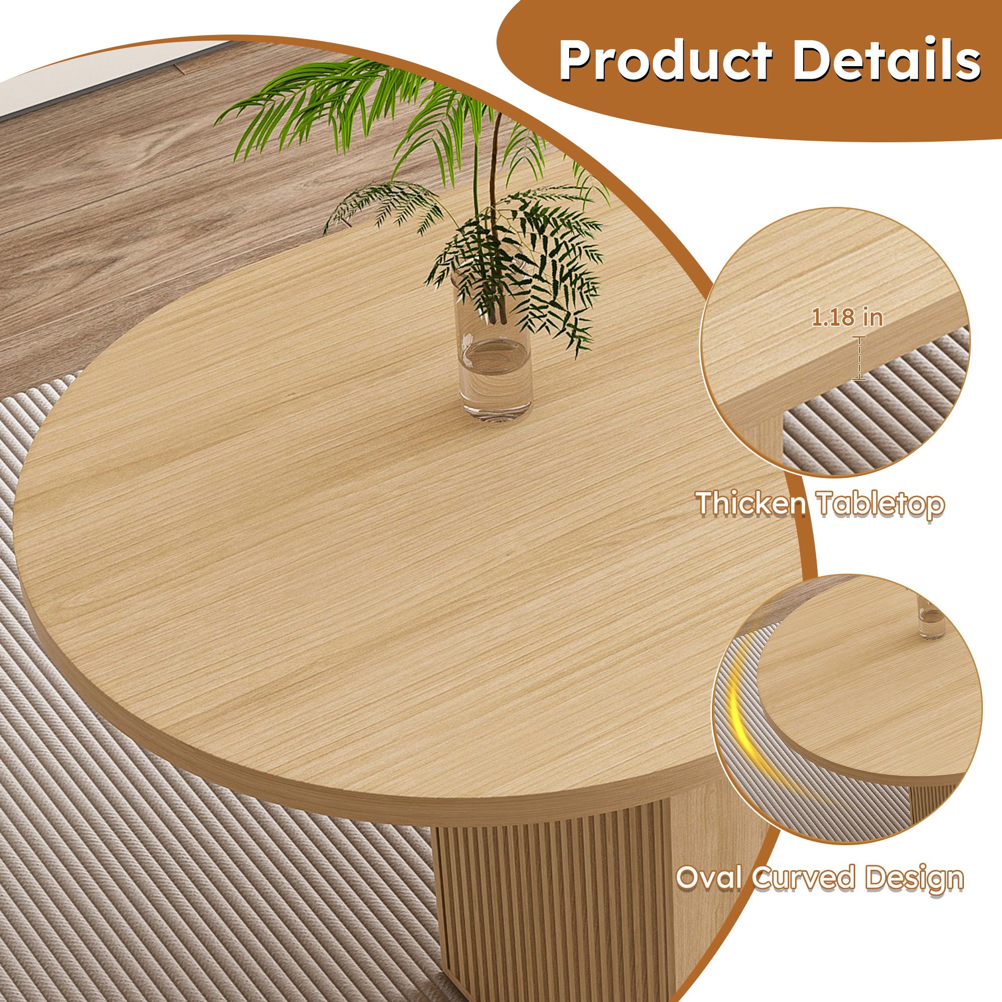 Oval Dining Table With Slim Base - Light Walnut