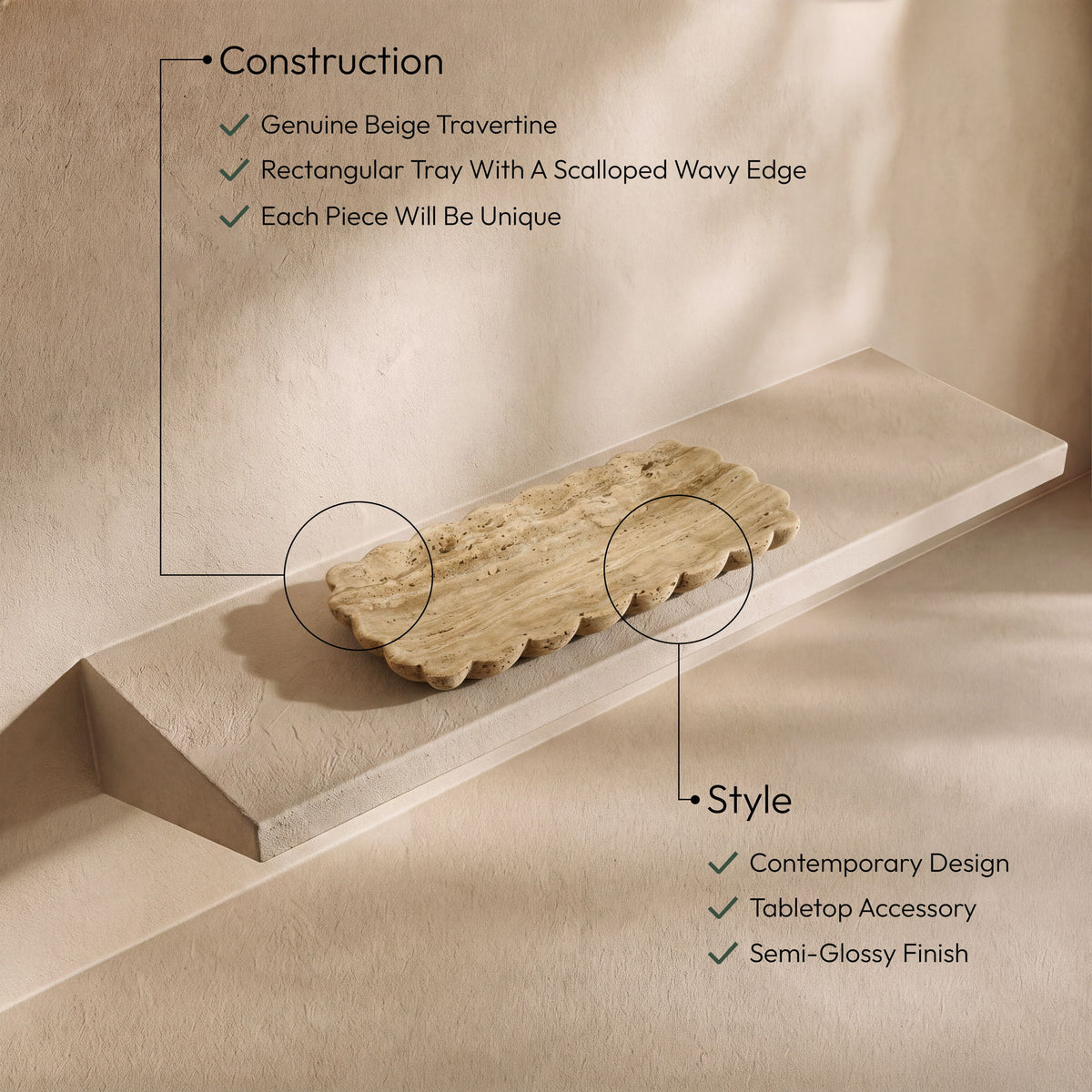 Ruffalo - Travertine Tray