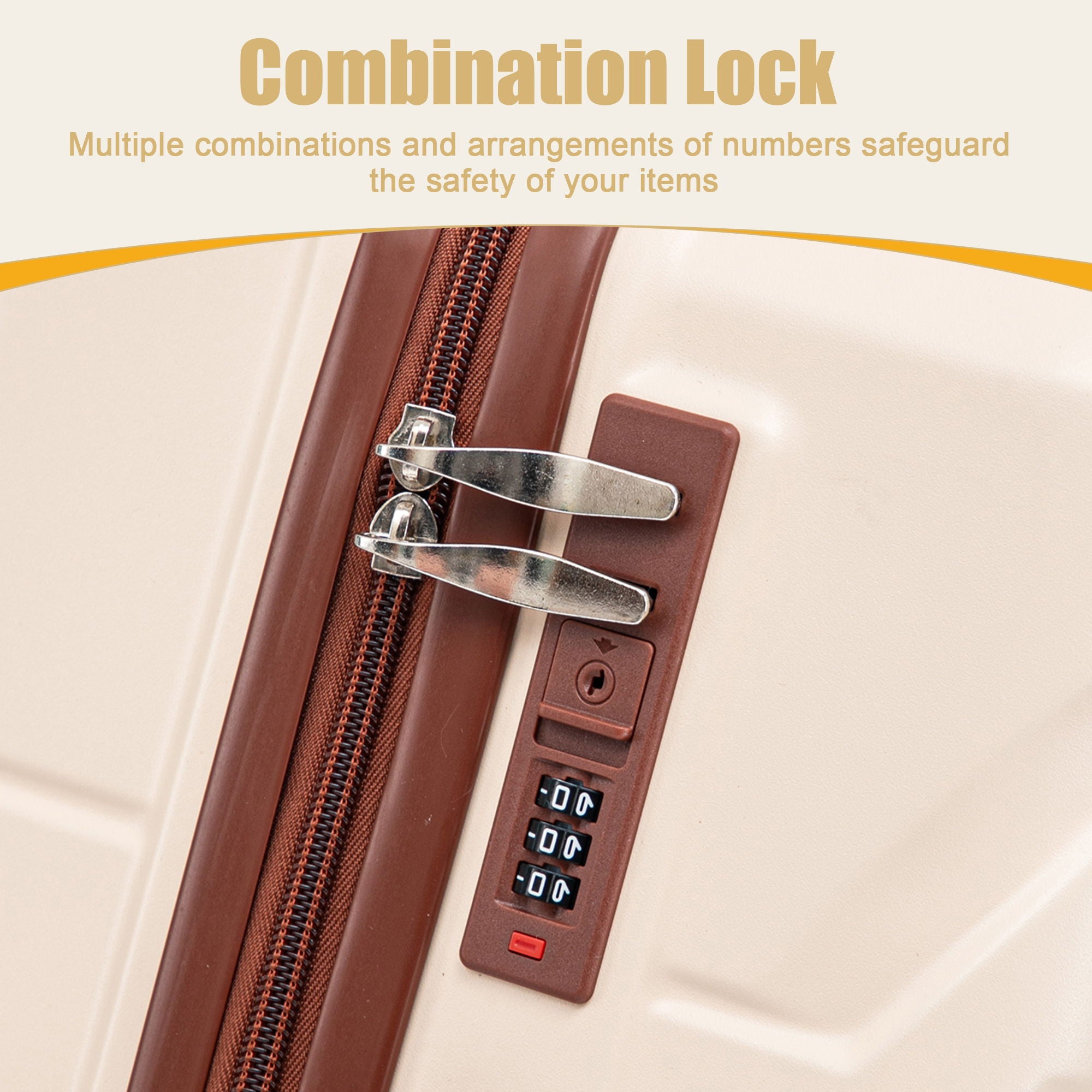 Hard Shell Luggage With Scratch Resistant Surface, 4 Wheels, Combination Lock & Side Hooks