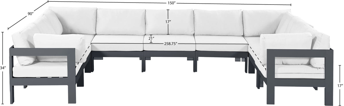 Nizuc - Outdoor Patio 9 Piece Modular Sectional With Gray Frame