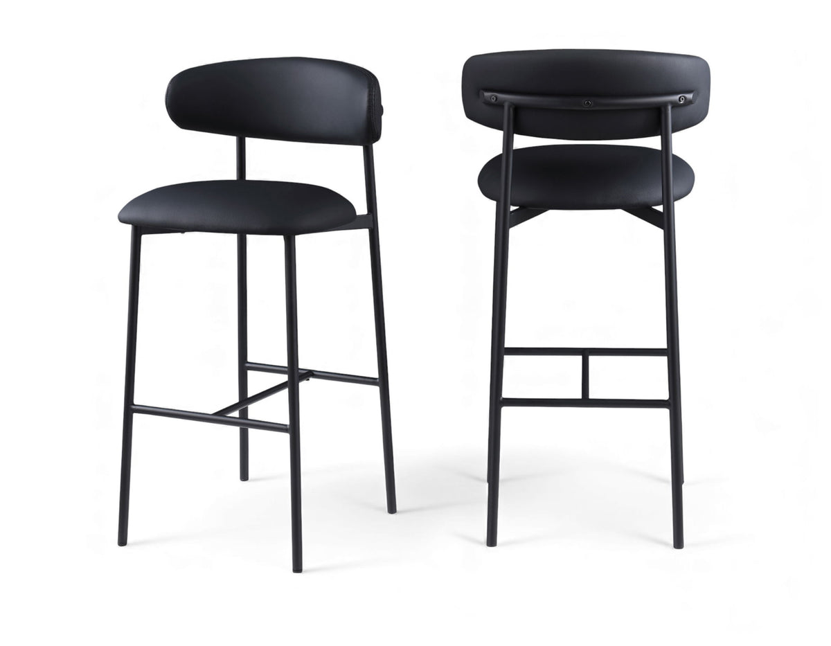 Lupita - Vegan Leather Upholstered Bar Stool With Matte Black Frame (Set of 2)