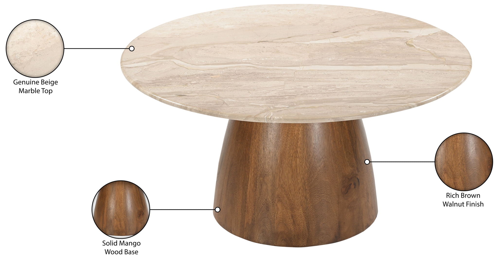 Liona - Marble And Mango Wood Table
