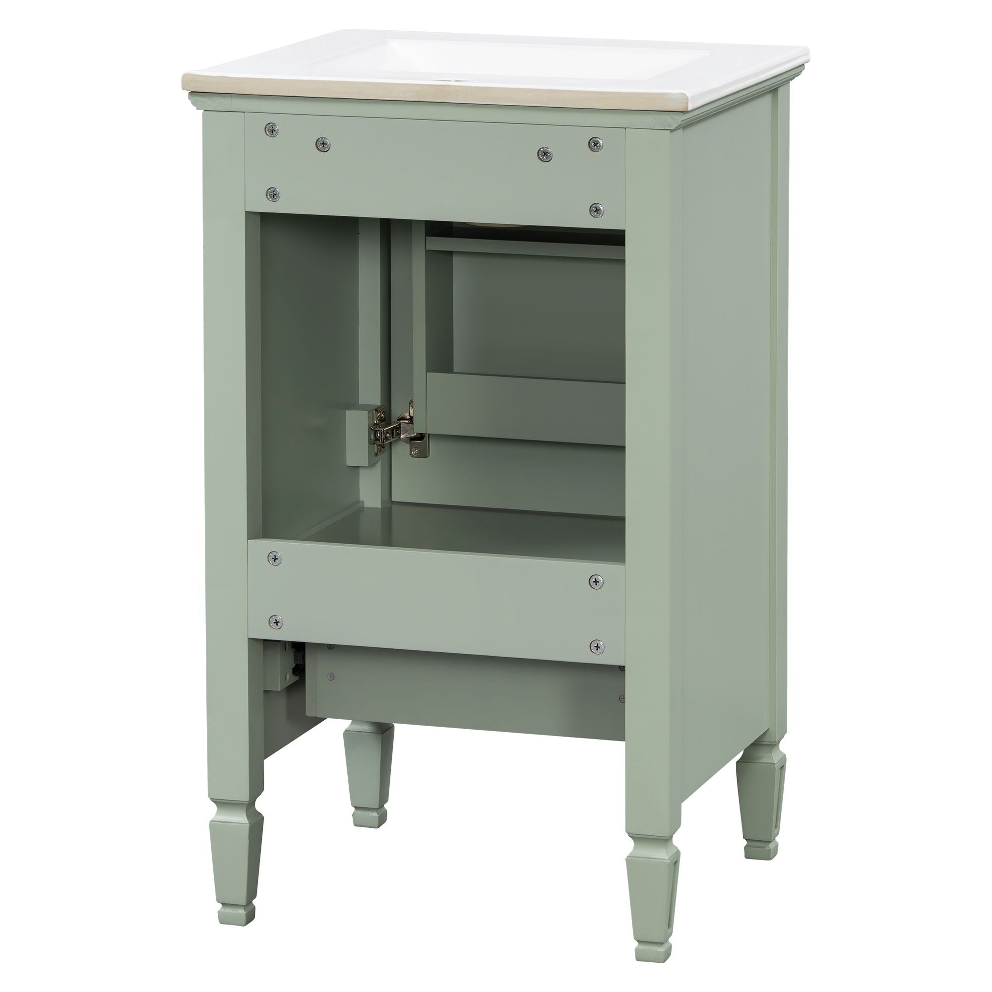 Bathroom Vanity & Sink, Freestanding Storage Cabinet, Soft Close Drawers & Doors - Green