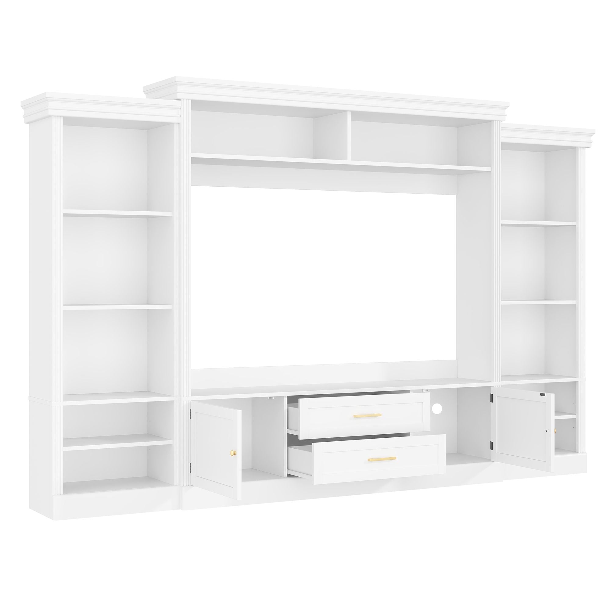 Elegant Entertainment Center Wall Unit With Bookshelves
