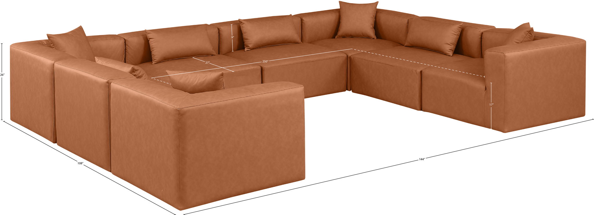 Cube - 8 Piece Modular Sectional - Cognac