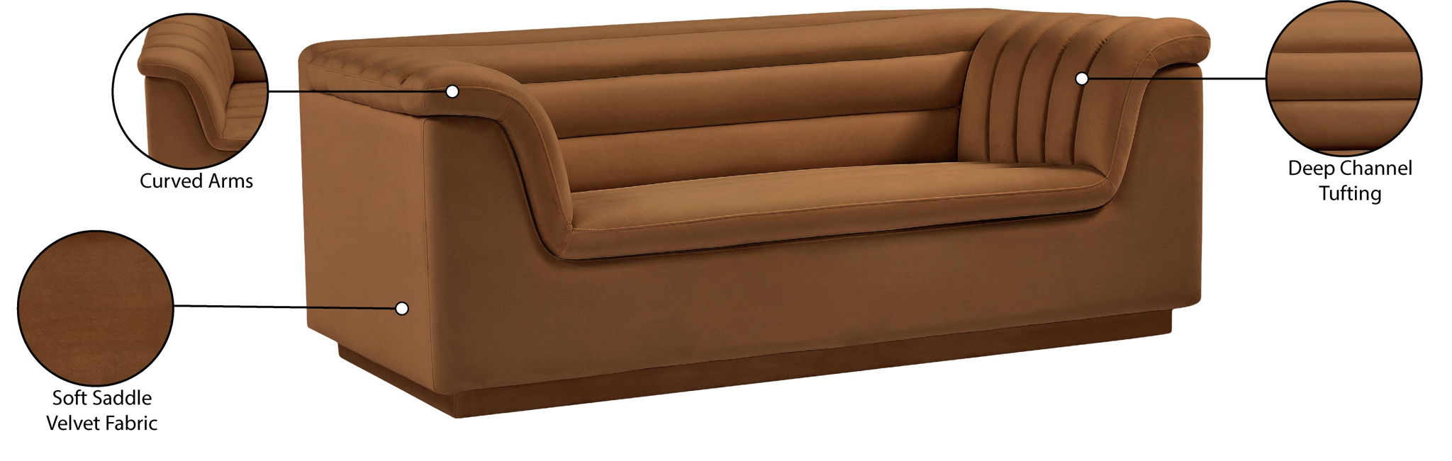 Cascade - Velvet Loveseat - Saddle