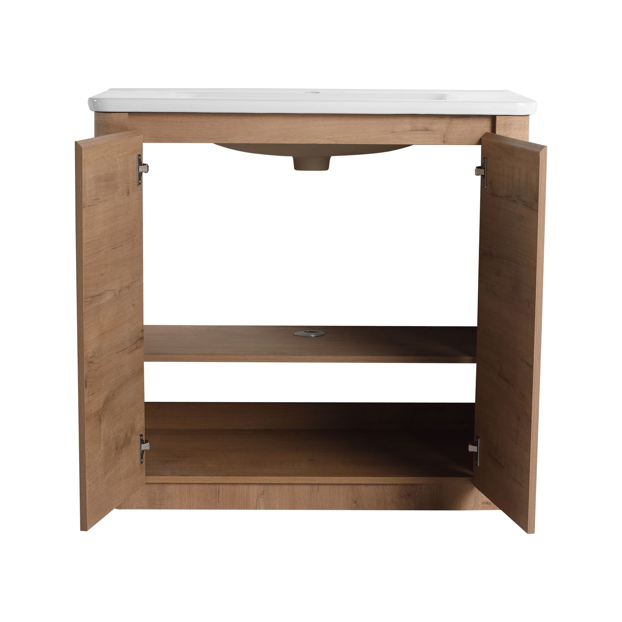 Freestanding Bathroom Vanity With Sink, 2 Soft Close Doors & Storage Rack