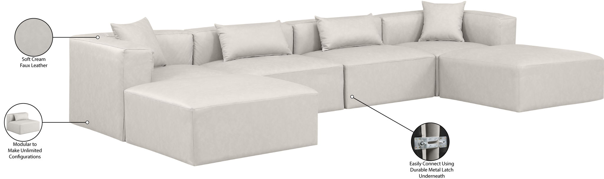 Cube - 6 Piece Modular Double Chaise Sectional
