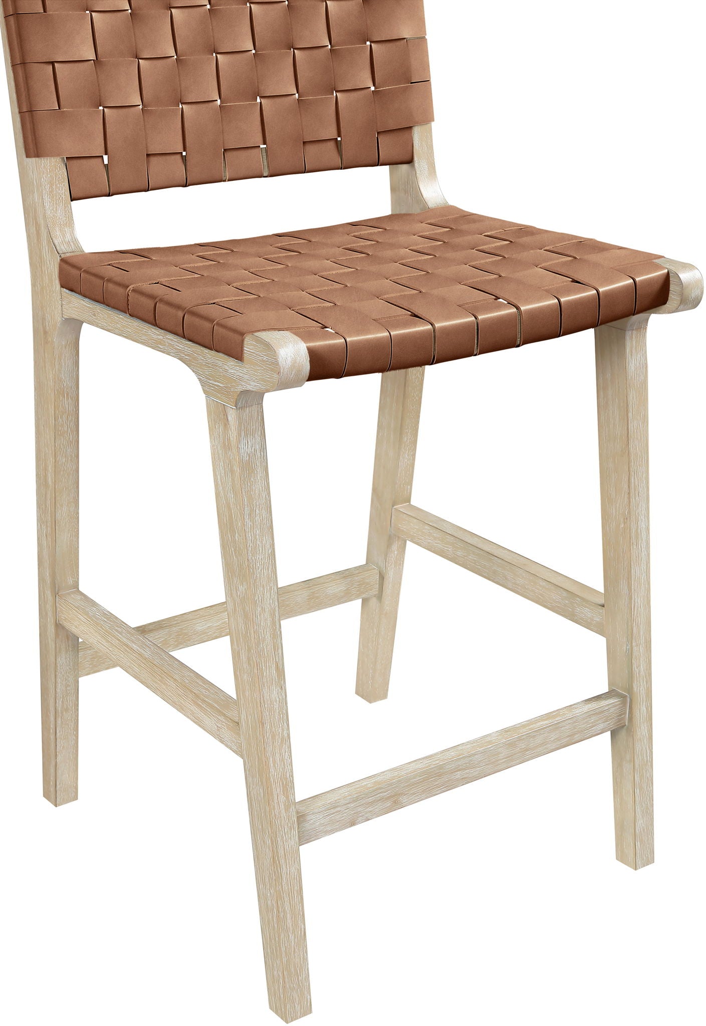 Entwine - Vegan Leather Upholstered Counter Stool - Painted Natural