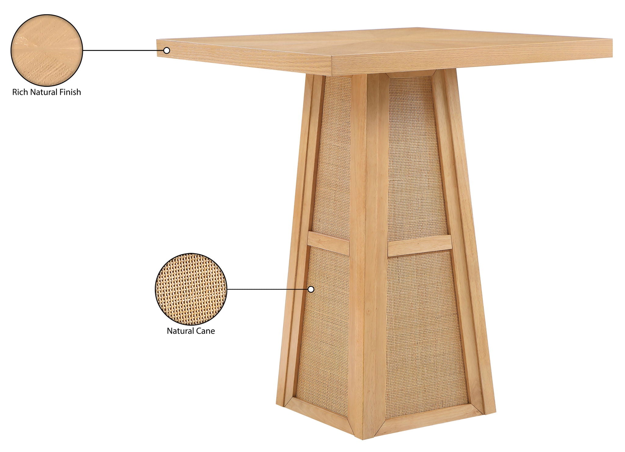 Fenwick - Cane, Oak Veneer And Solid Wood Bar Height Table