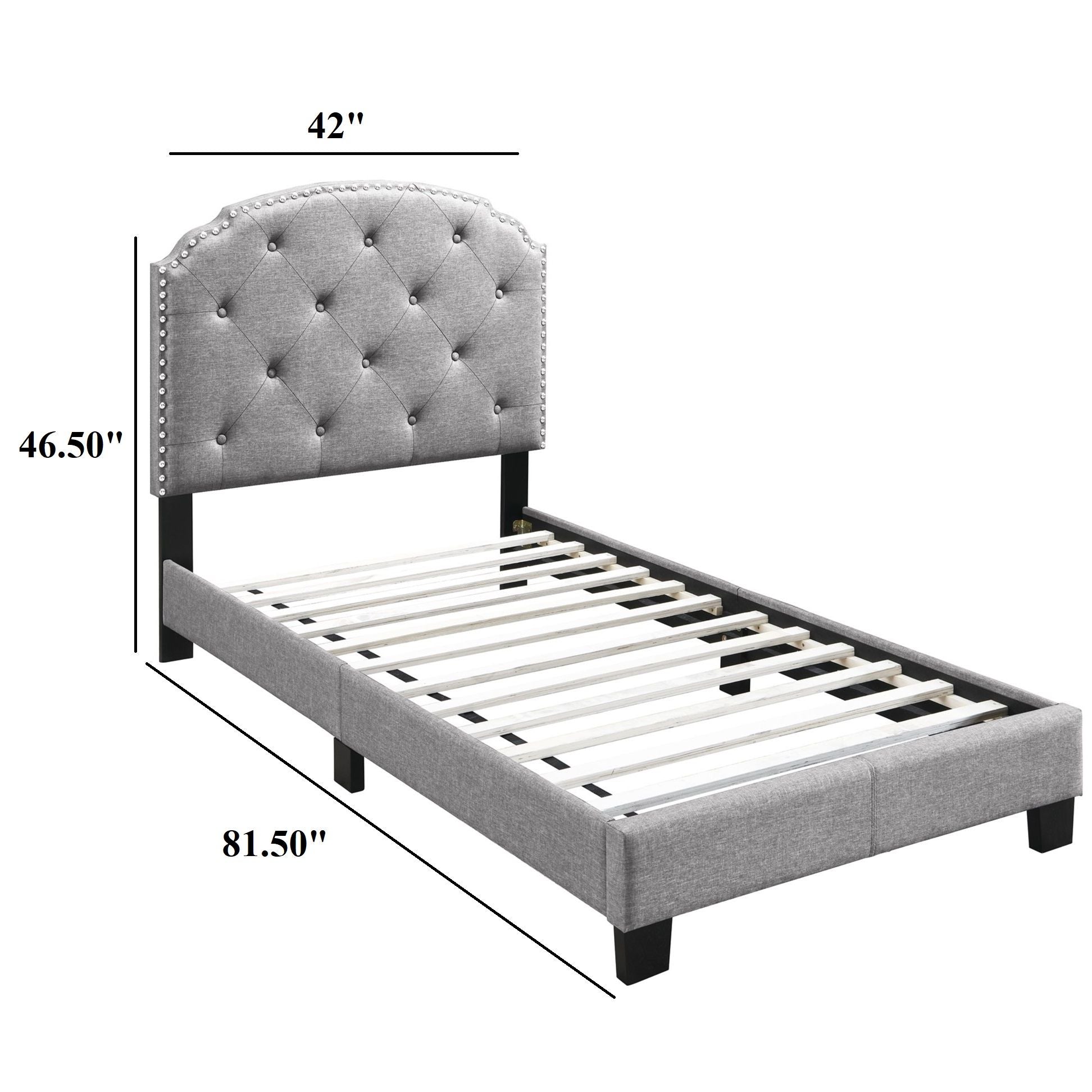 Button Tufted Bed With Nailhead Trim