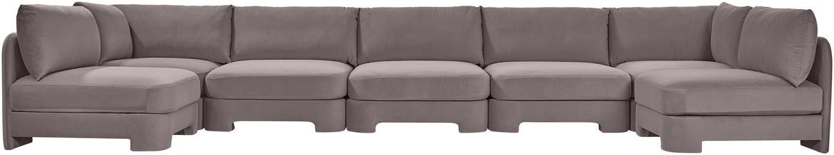 Hammond - Velvet Performance Fabric Upholstered 7 Piece U-Shaped Armless Sectional