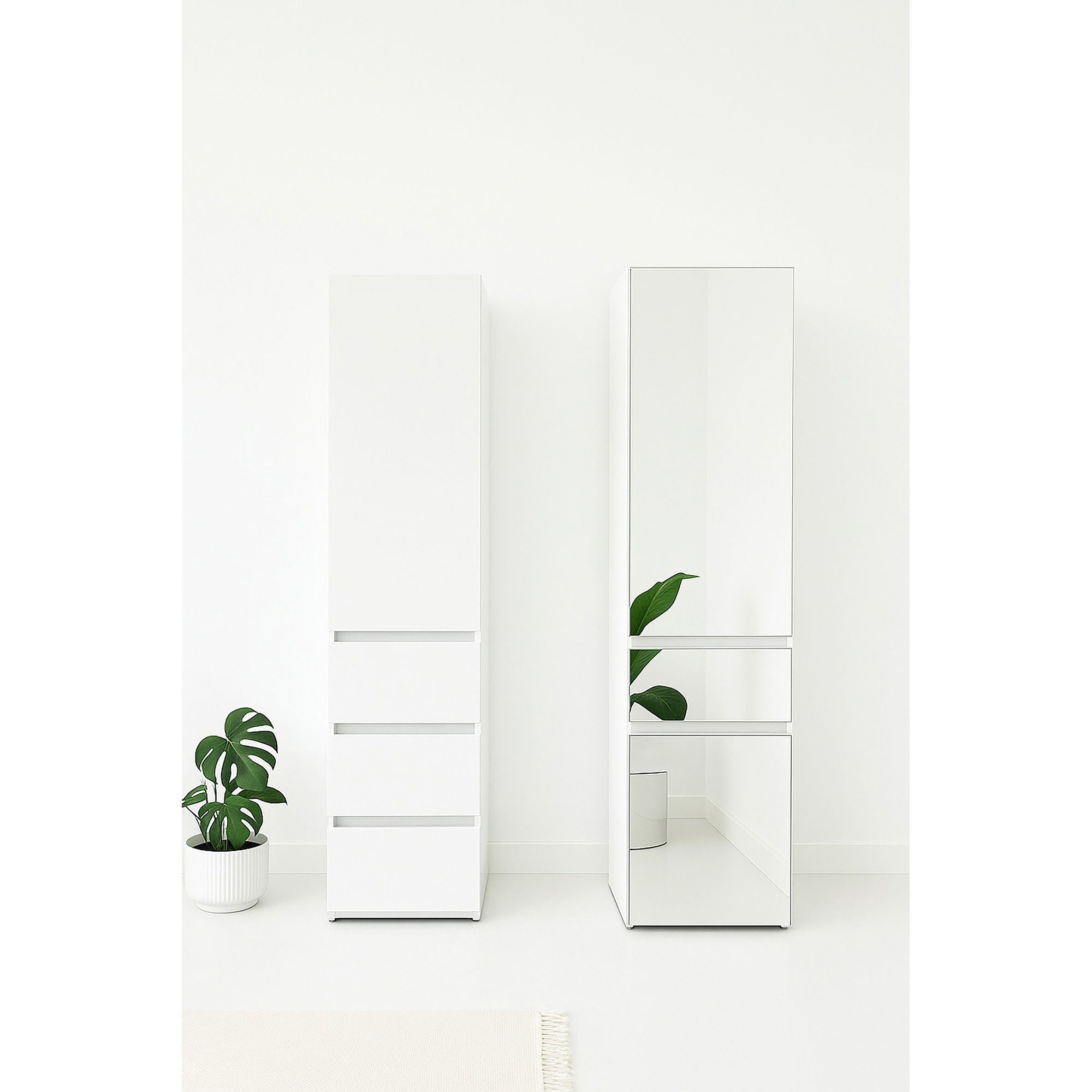 Elise - Modular Closet System With Mirror - White - Wood