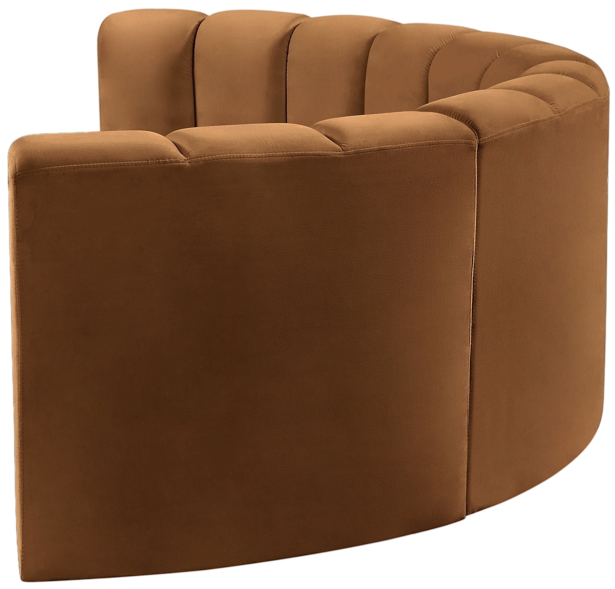 Arc - Velvet 4 Piece U-Shaped Modular Sofa - Saddle