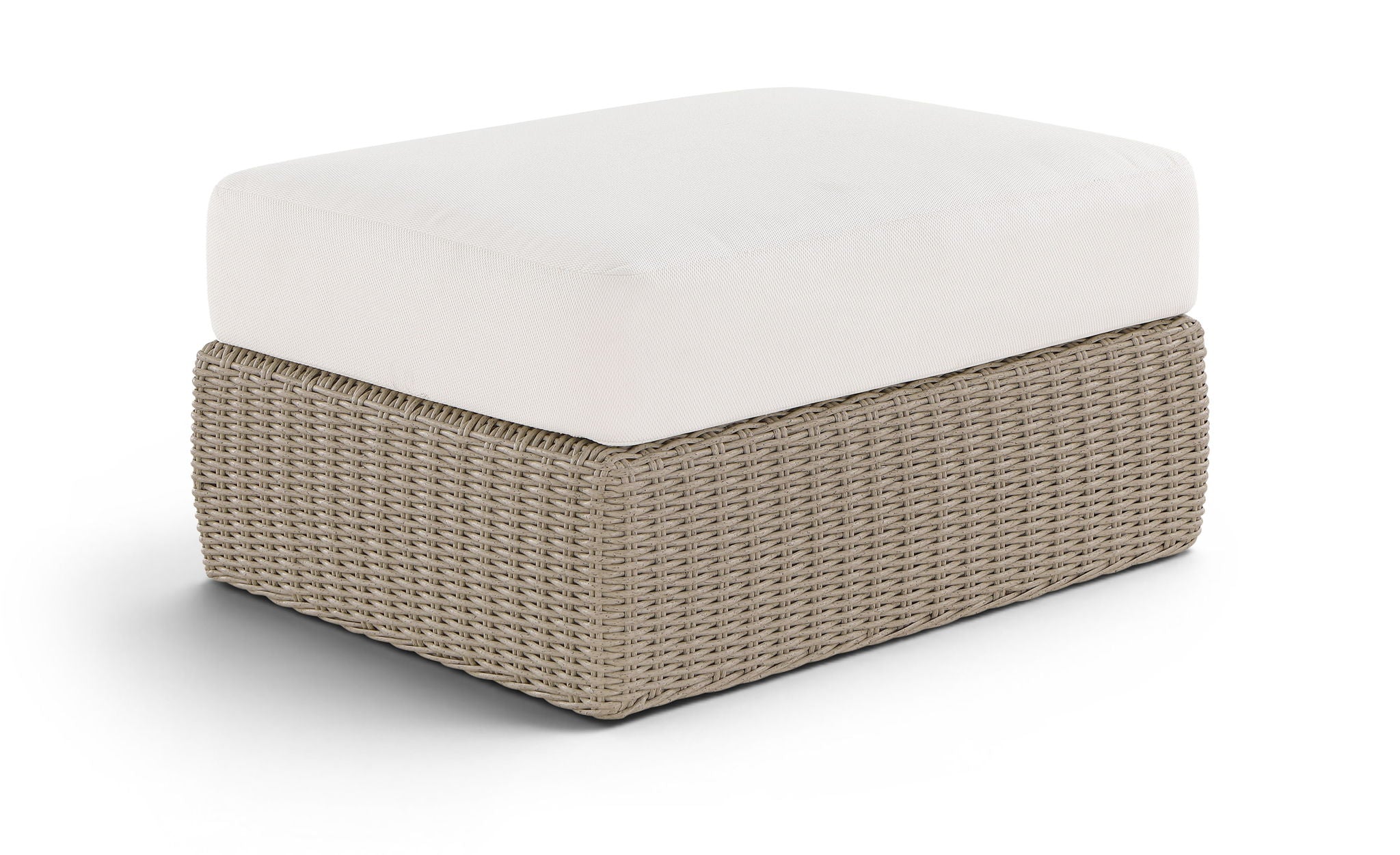 Seacrest - Olefin Water Resistant Fabric And Wicker Outdoor Patio Ottoman/Coffee Table