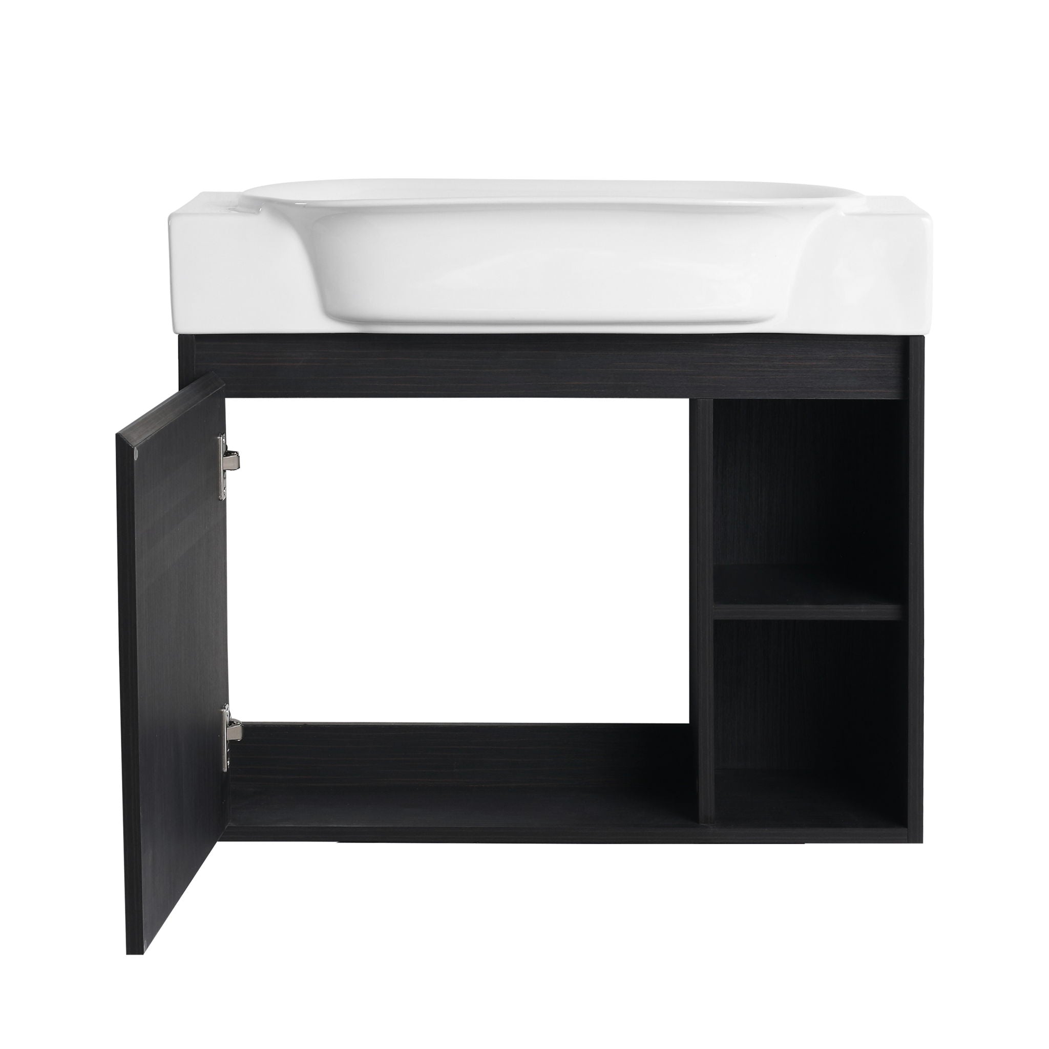 28" Wall Mounted Bathroom Vanity With Sink & Soft Close Door - Black Chestnut