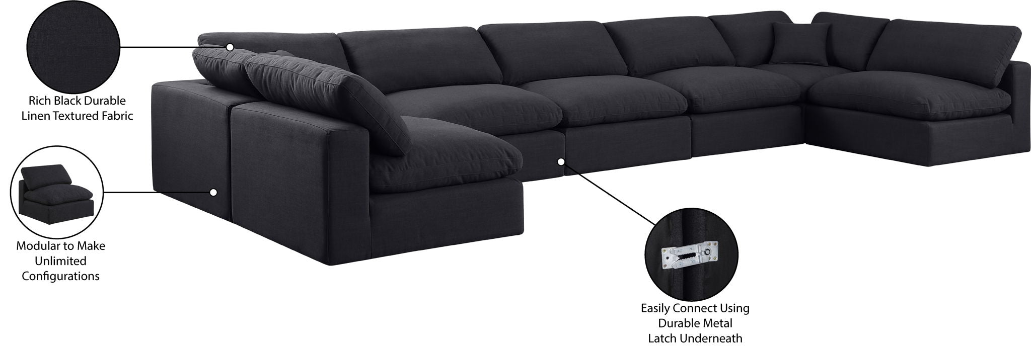 Comfy - 7 Piece Linen Modular Armless Sectional