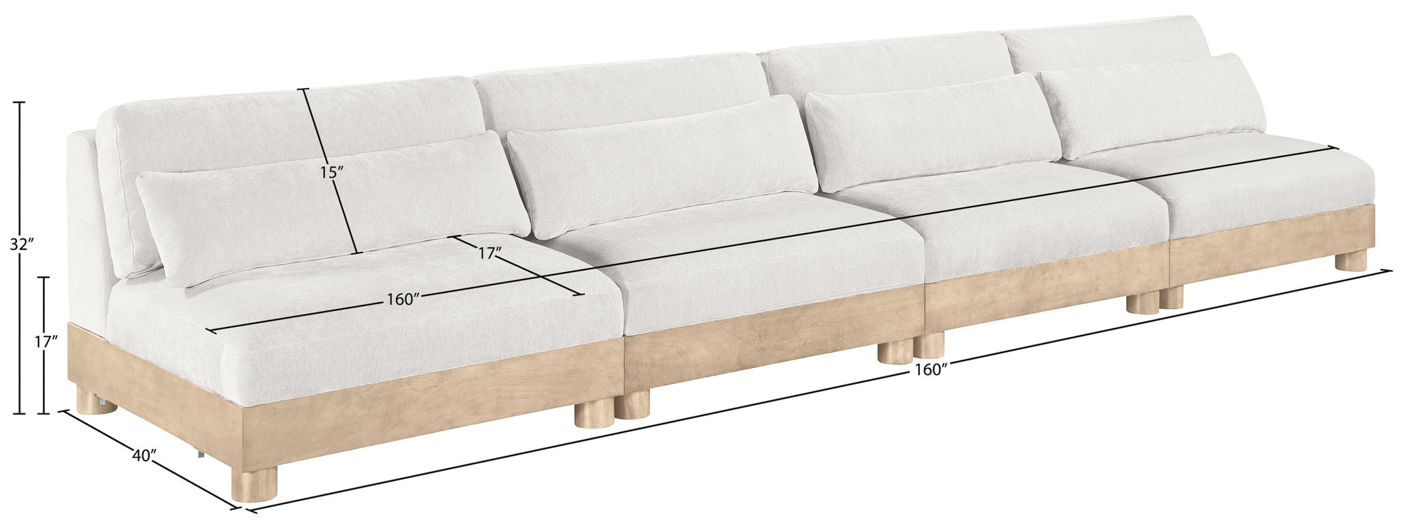 Turin - Chenille Fabric Upholstered Modular Sectional - White