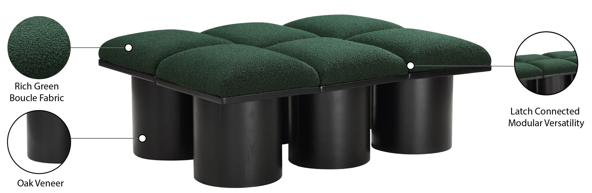 Pavilion - 6 Piece Modular Bench With Black Base