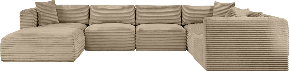 Shaggy - Fabric 7 Piece Modular U-Shaped Sectional With Ottoman
