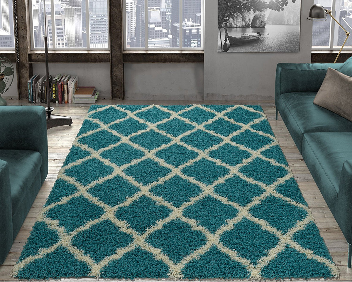 Shag Teal Large Rug