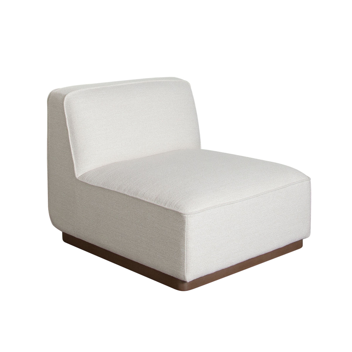 Aspen Armless Chair in Cream Polyester Fabric with Wood Trim
