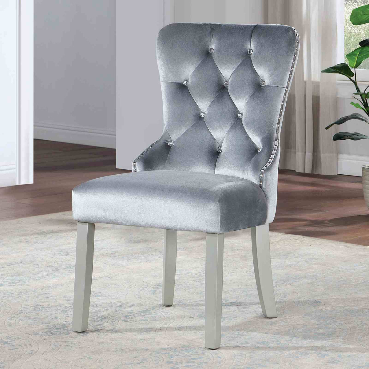 Adalia Silver/Dark Gray 7-Piece Dining Room Set