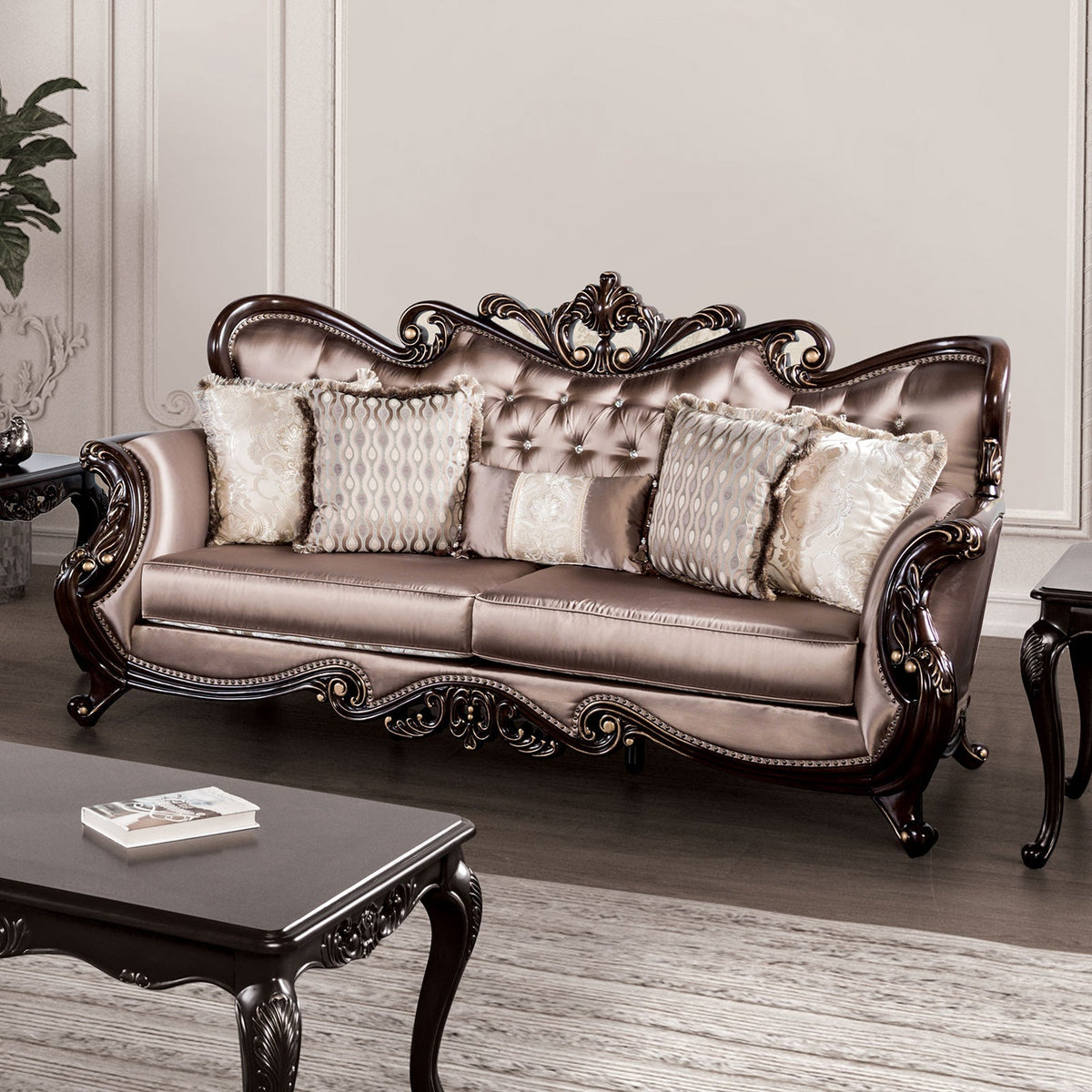 Albacete Dark Cherry/Brown Traditional Living Room Set