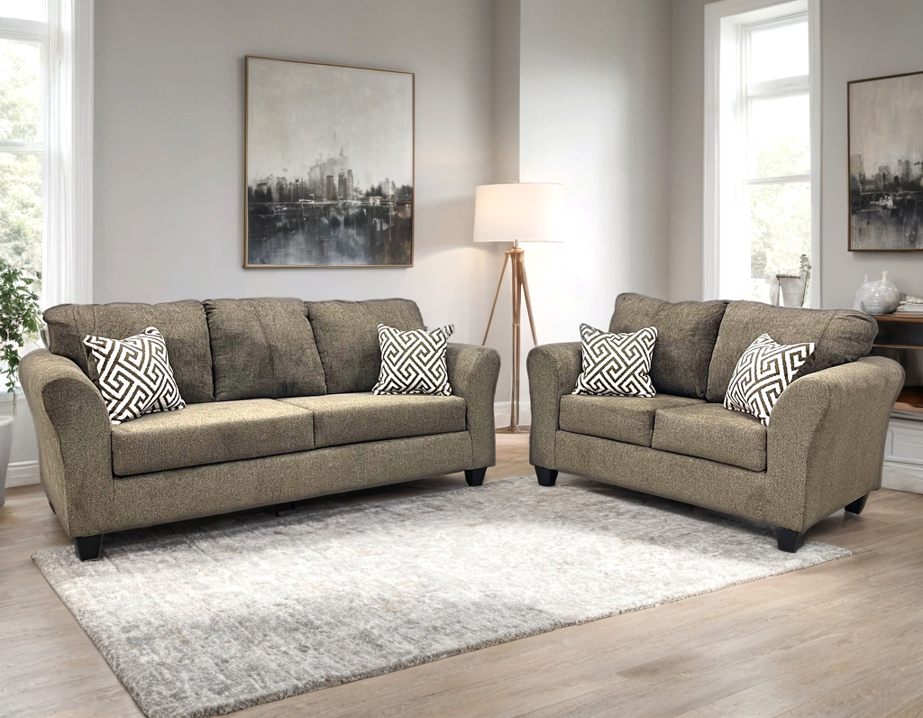 Alexandria Brown Sofa and Loveseat Set
