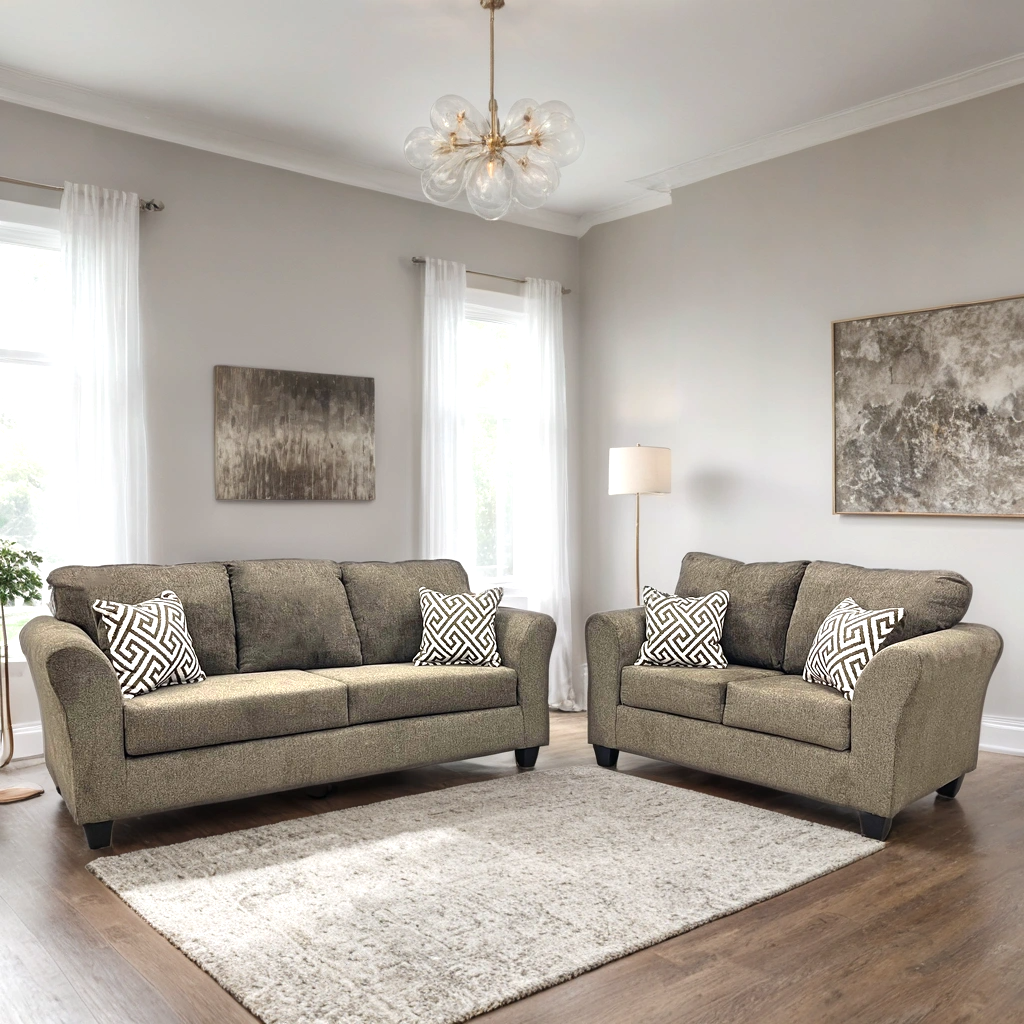 Alexandria Brown Sofa and Loveseat Set