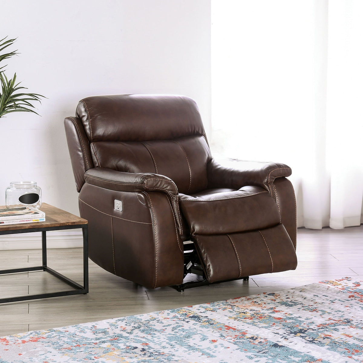 Antenor Brown Transitional Power Reclining Living Room Set