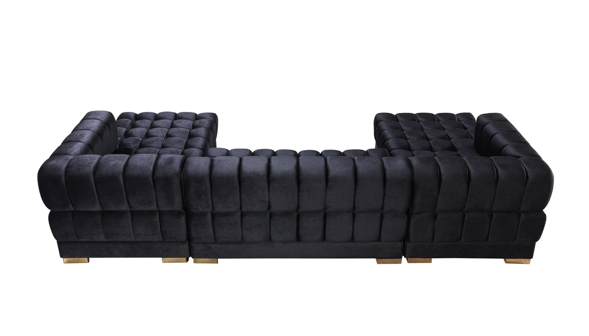 Royale Onyx Velvet Double Chaise Sectional