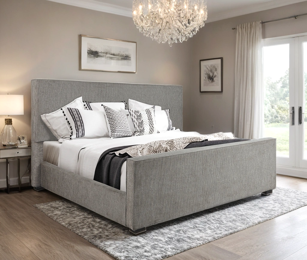 Ava Gray Queen Upholstered Bed