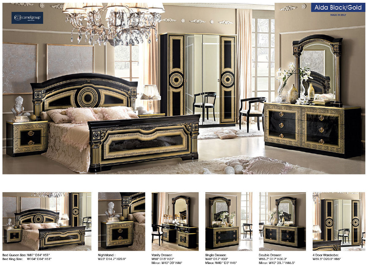 Aida Black w/Gold Nightstand