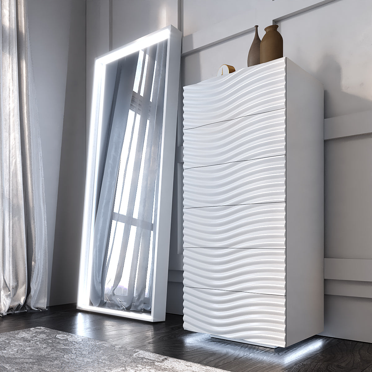 Wave White Single Dresser
