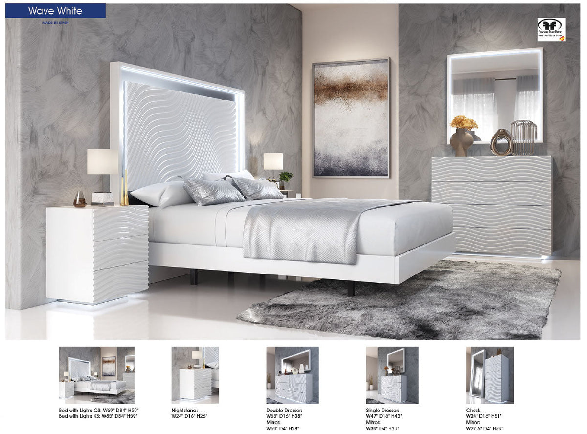 Wave White Single Dresser