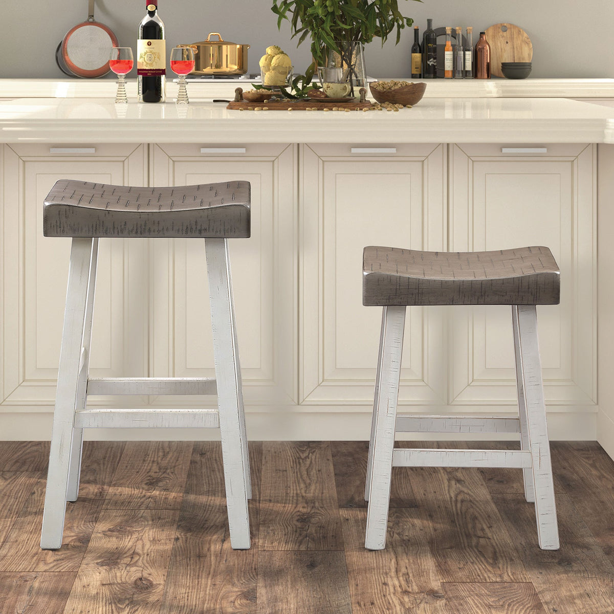 Biasca Gray/White 29" Stool