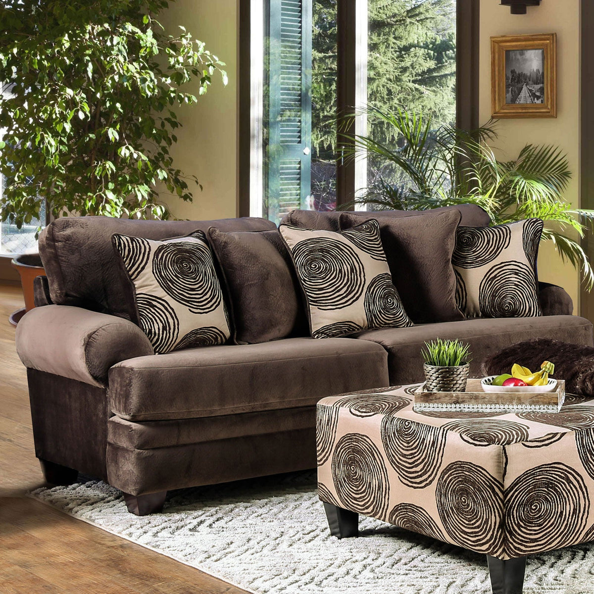 Bonaventura Brown Transitional Living Room Set