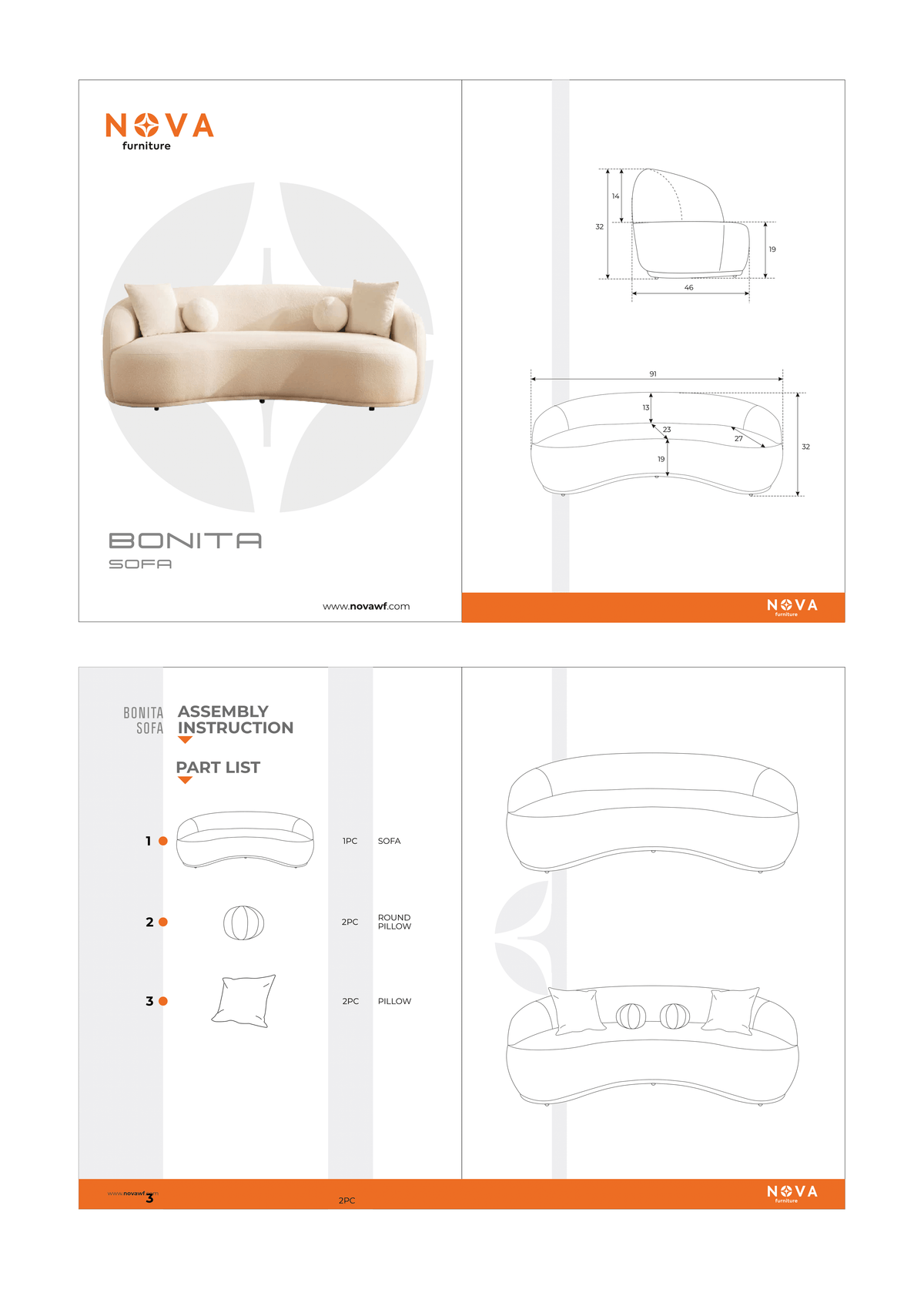 Bonita Ivory Velvet Living Room Set