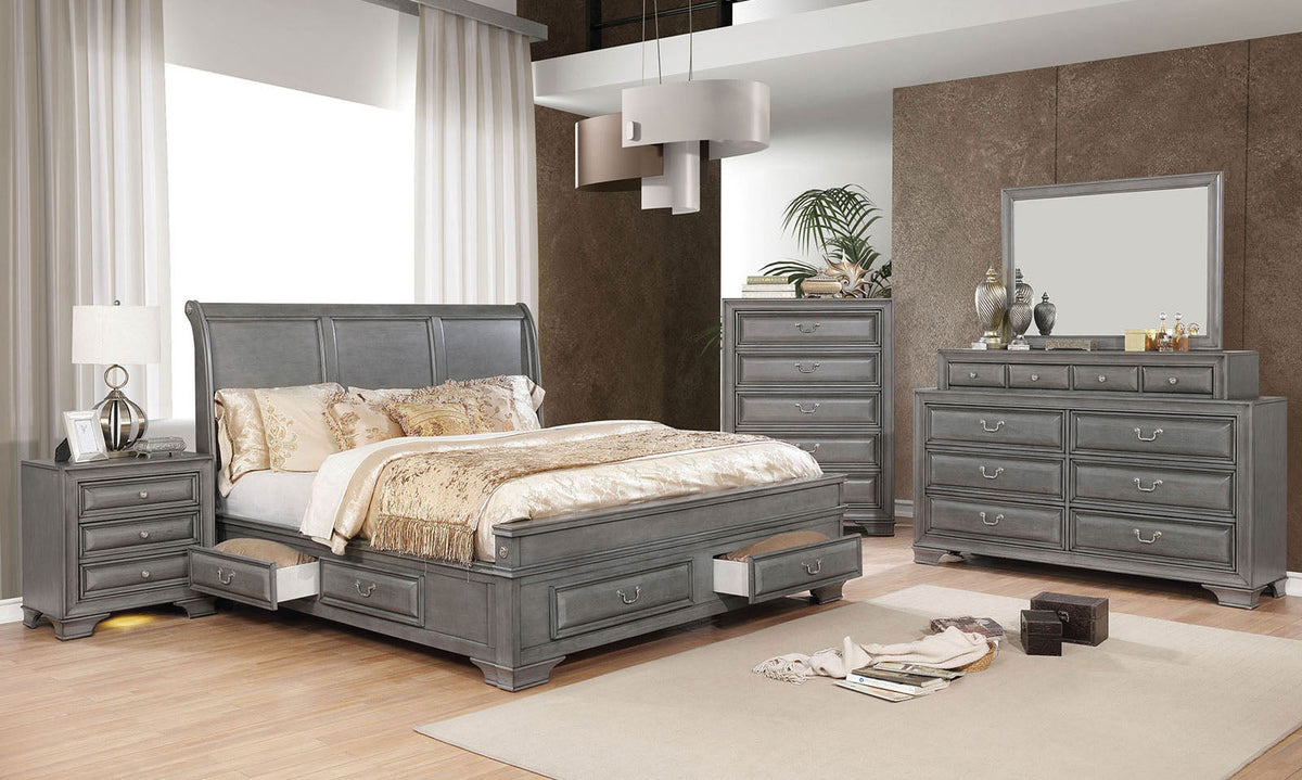 Brandt Gray Queen Storage Platform Bed