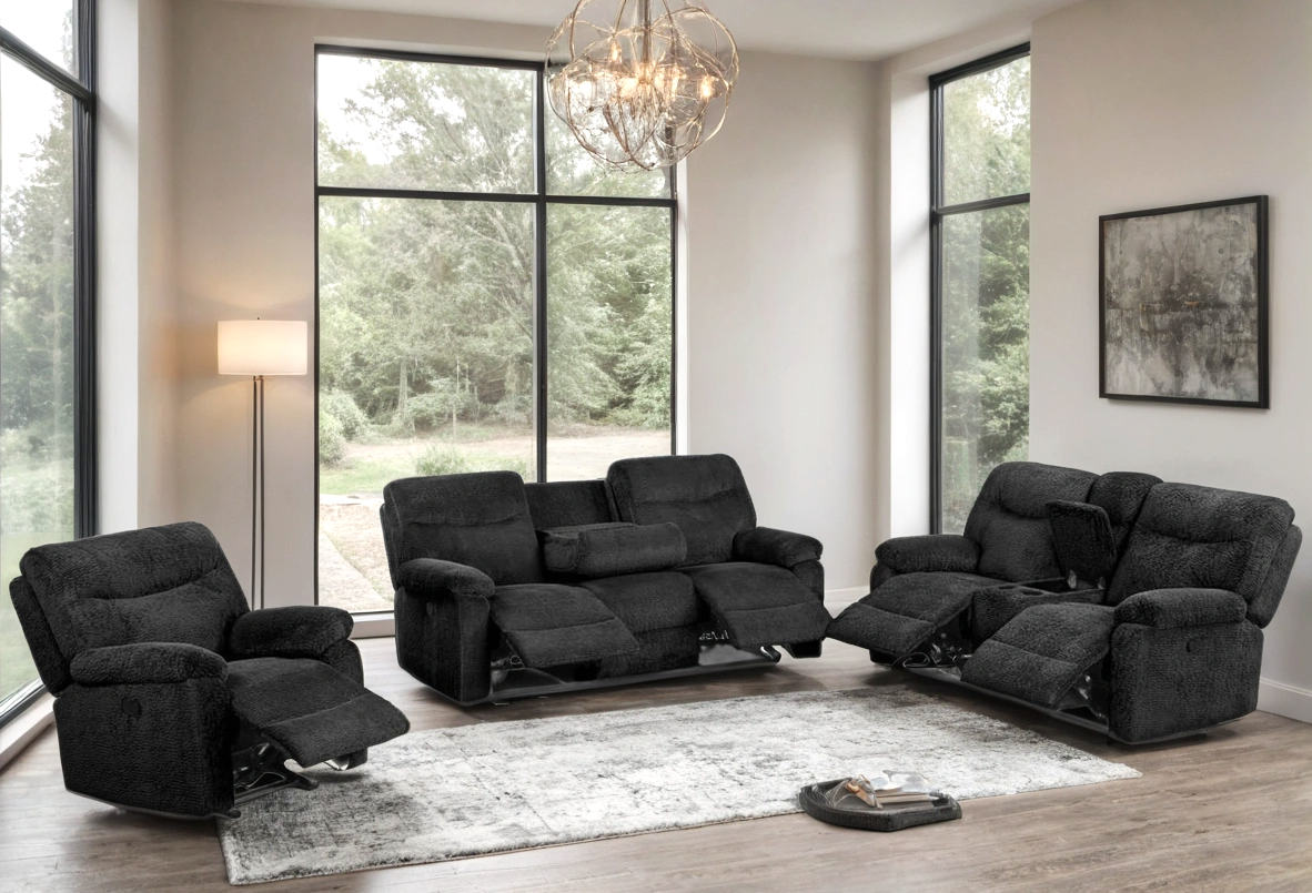 Bravo Black 3-Piece Reclining Set