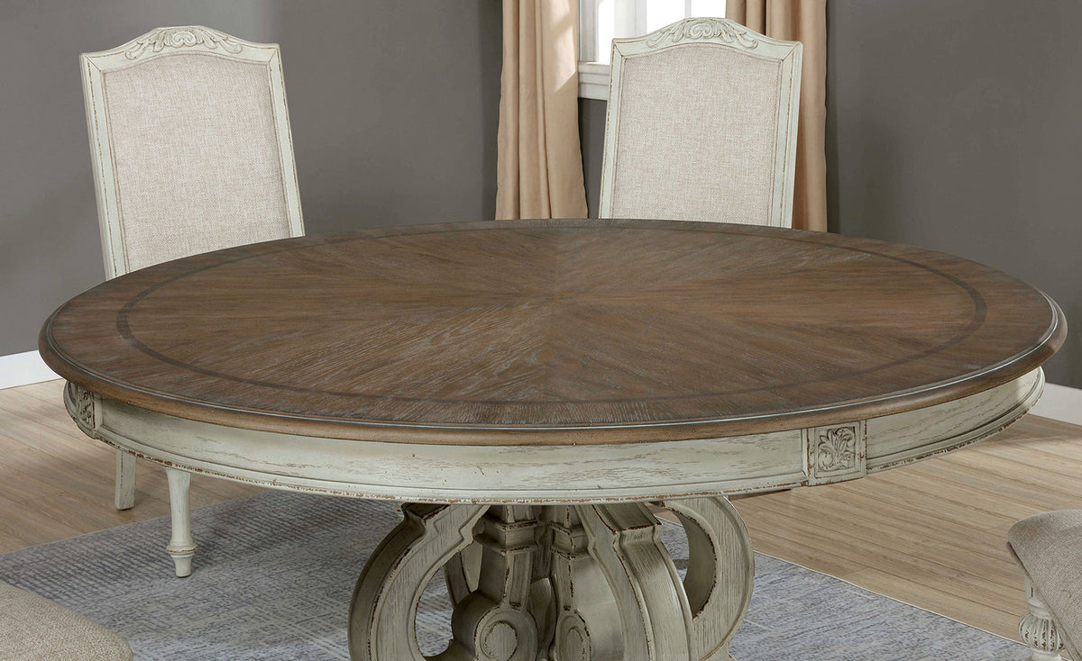 Arcadia Antique White/Ivory Round Dining Table
