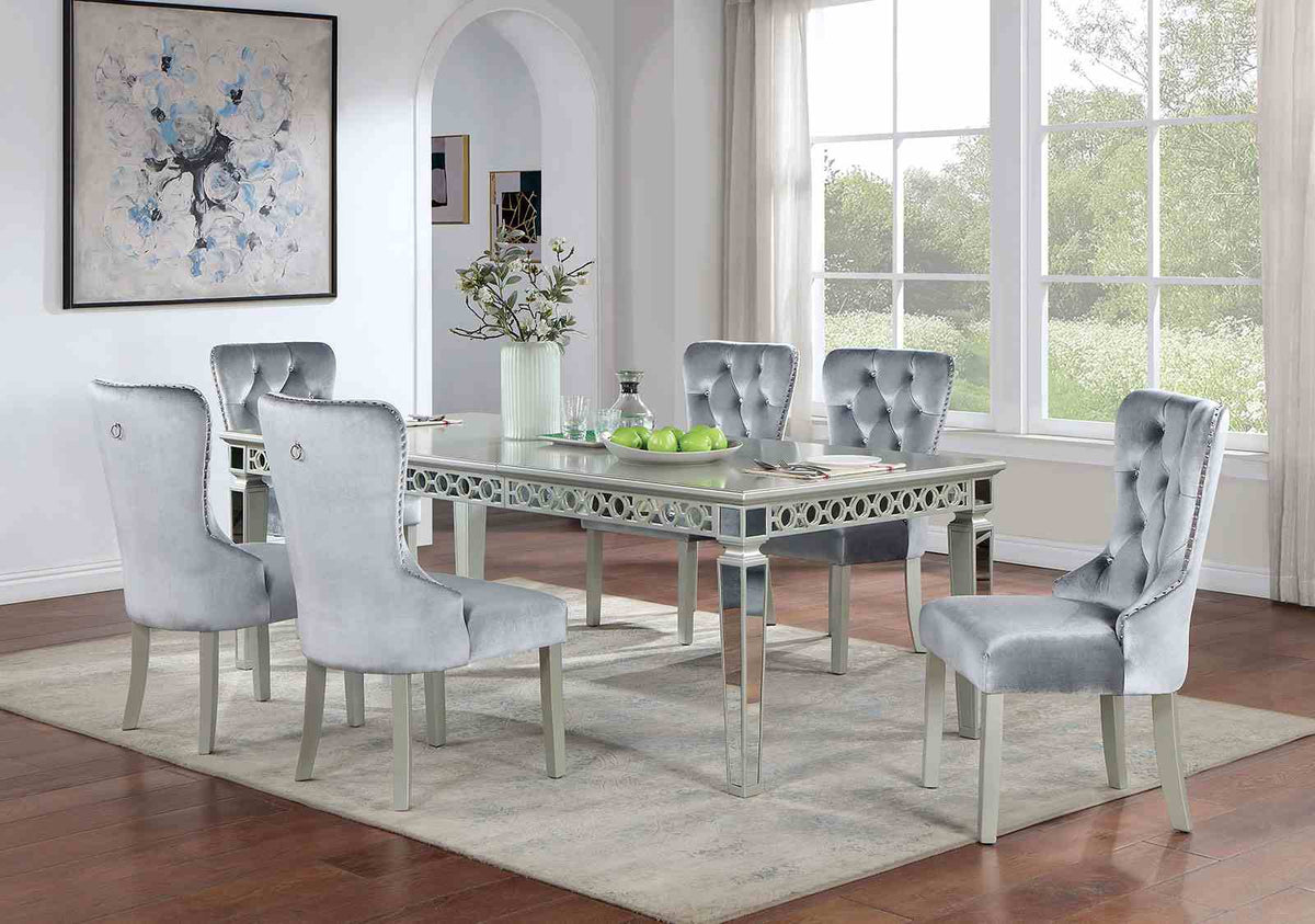 Adalia Silver/Dark Gray 7-Piece Dining Room Set