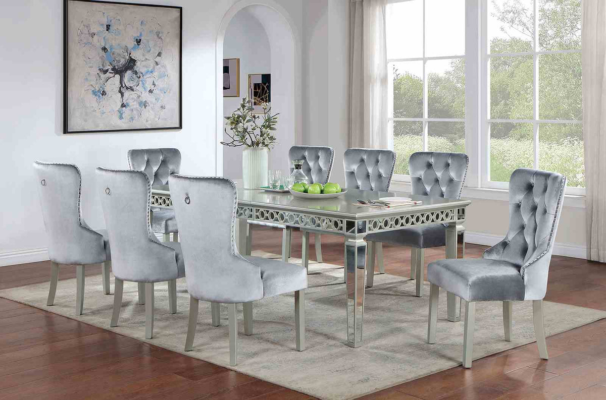 Adalia Silver/Dark Gray 7-Piece Dining Room Set