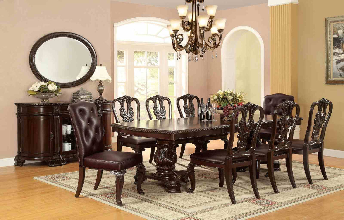 Bellagio Brown Cherry 7-Piece Leatherette Dining Room Set (Table & 6 Chairs)