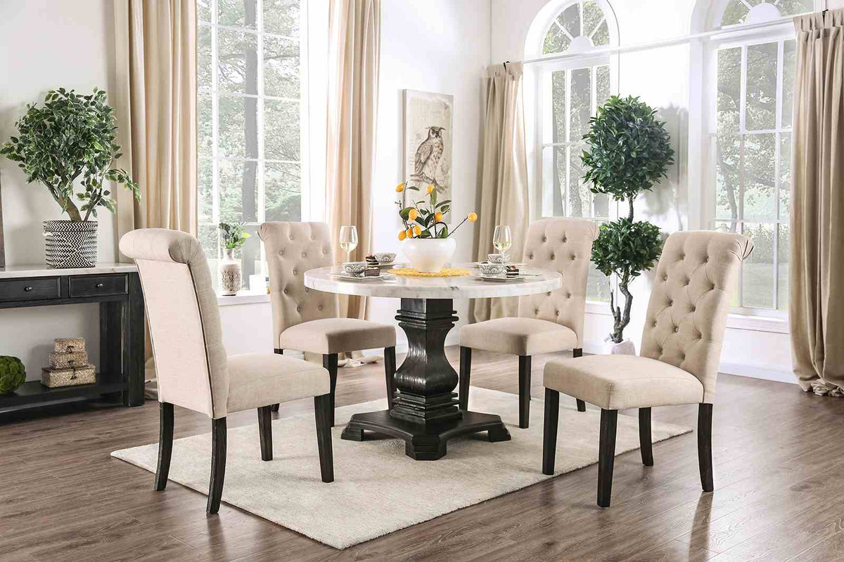 Elfredo White/Antique Black 5-Piece Dining Room Set