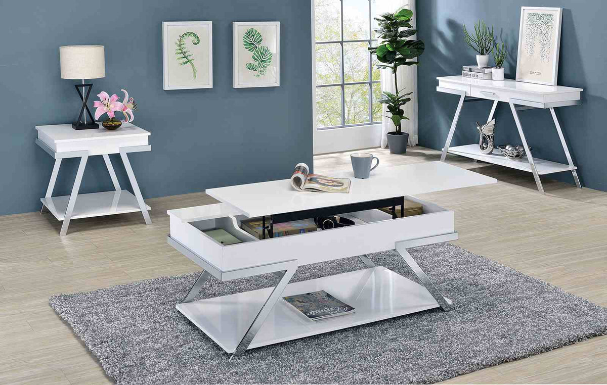 Titus White/Chrome End Table
