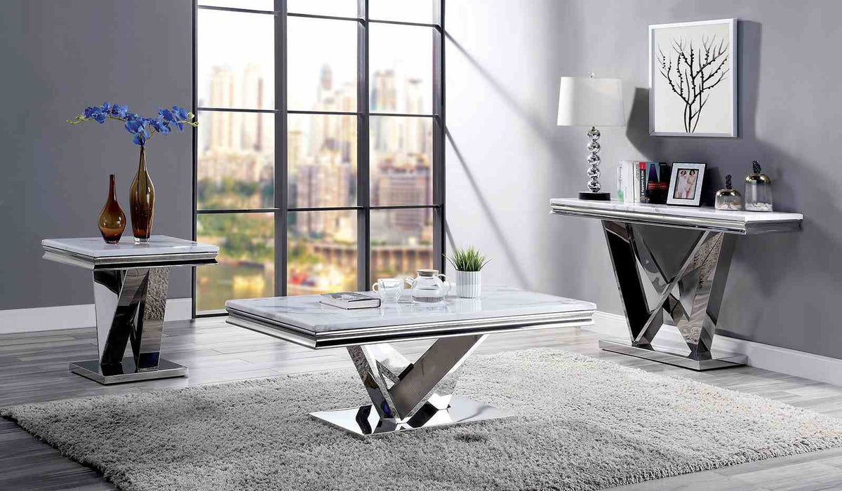 Villarsglane White/Chrome Coffee Table