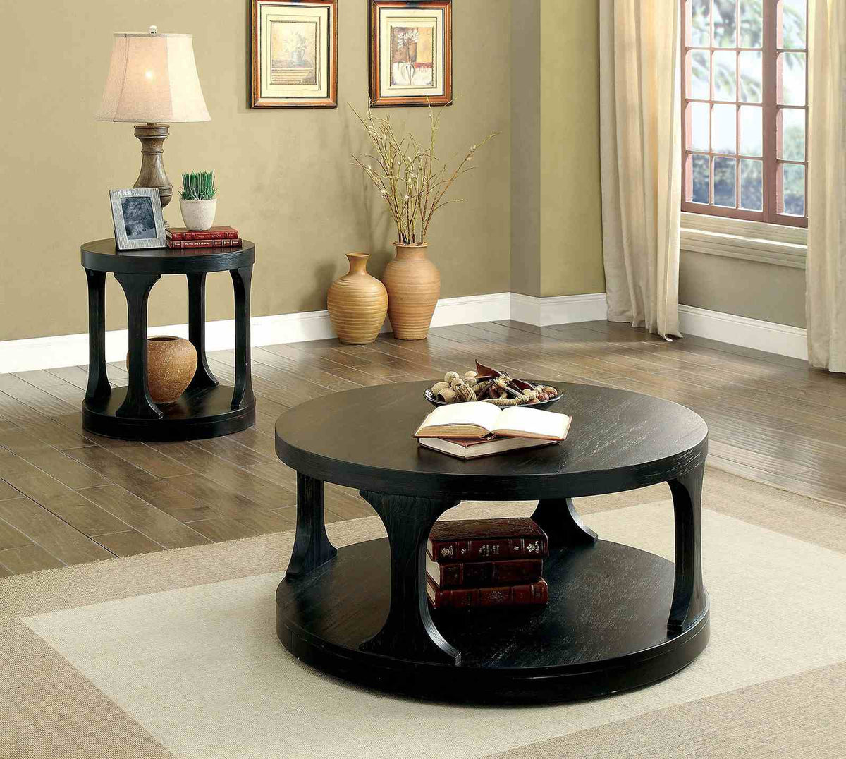 Carrie Antique Black End Table